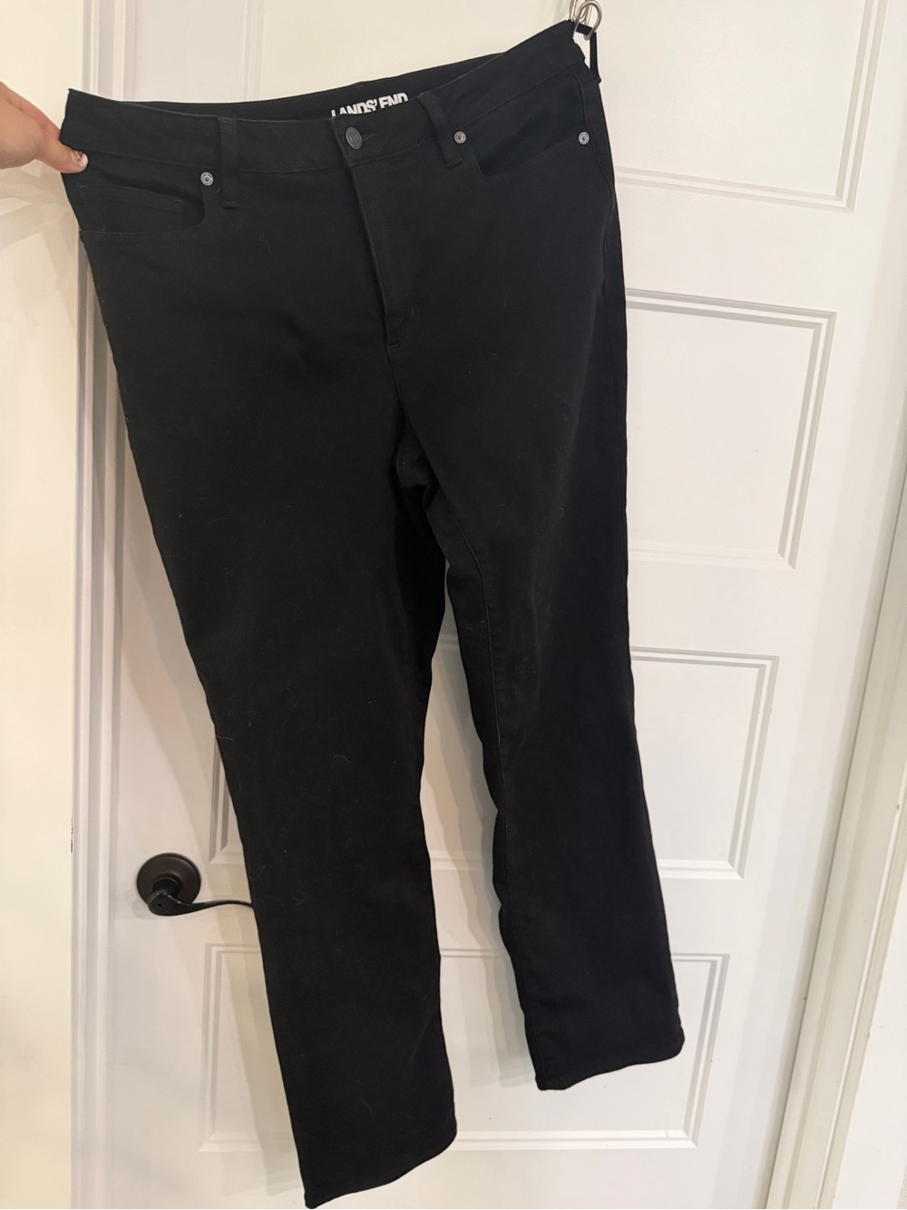 Lands' End NWOT Black Straight Leg Jeans sz 12-Stretch! - Picture 2 of 4
